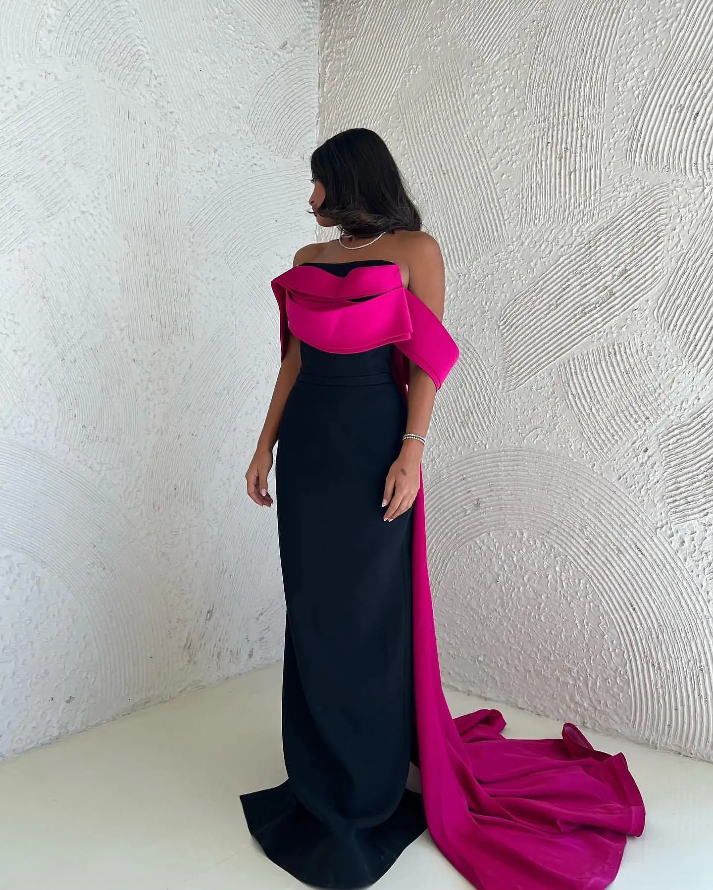 OEING Off Shoulder Luxury Formal Evening Dresses Sheath Short Sleeves  فساتين سهرة  Floor Length Elegant Prom Growns Party Women