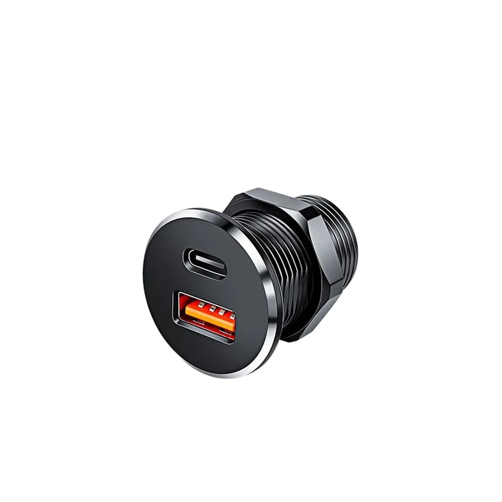 Recessed USB Adapter Aluminum USB Outlet For Daily Commuting Silver Rim Short Circuit Prevention Overvoltage for protection