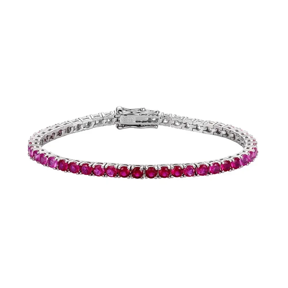 FEOBUR 3mm Gradient Blue High Carbon Diamond Tennis Bracelet for Women Man S925 Sterling Silver Gemstone Bracelet Party Jewelry