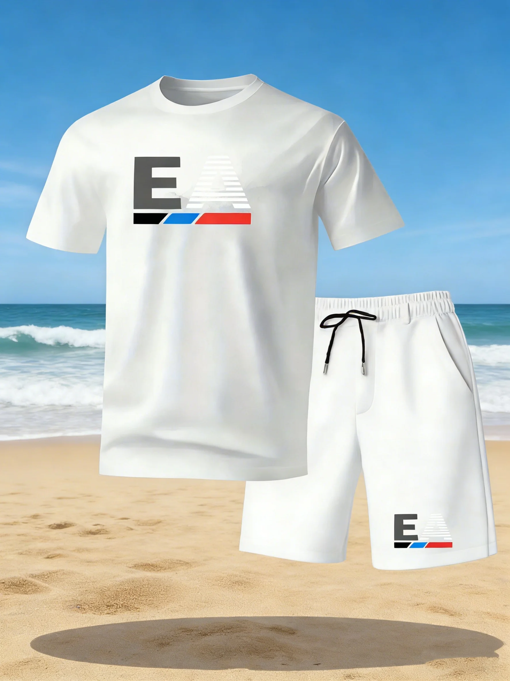 

Men's fashion suit, summer sports shorts suit, two-piece set, sports pants, casual men's wear