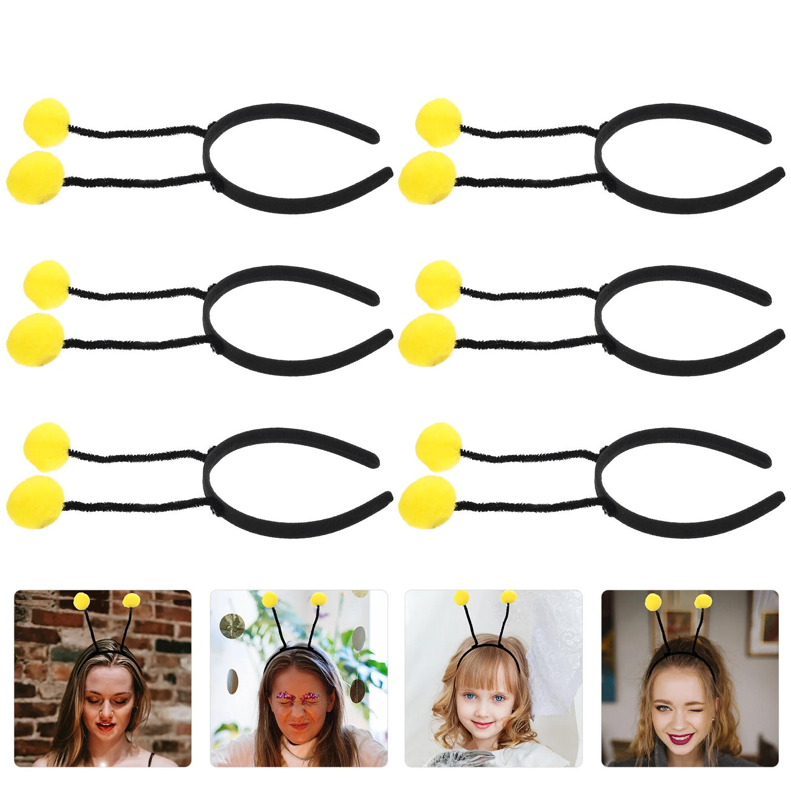 

6Pcs Hair Ball Headband Unique Design Party Headwear Girls Hair Hoop Festival Cosplay Accessory Head Bands Party Headdress