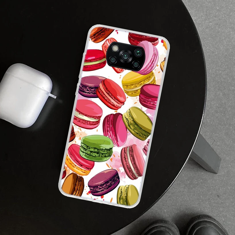 Macaron Ice Cream Cake Doughnut Phone Case Cover for Xiaomi Poco X6 X5 X4 X3 Nfc F6 Pro F5 F4 Gt F3 F2 F1 M5S M5 M4 M3 M2 Art Co