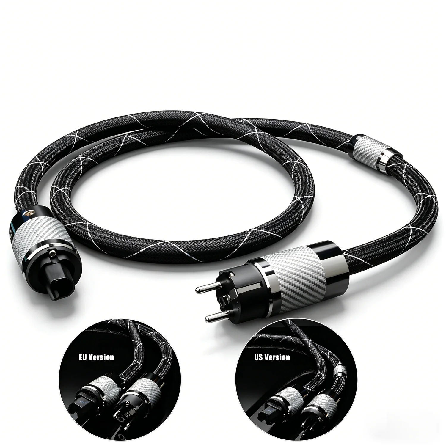 

Аудиокабель HiFi с разъемами EU/US Schuko, OCC, родиевое покрытие, углеродное волокно, штекер EU/US C15