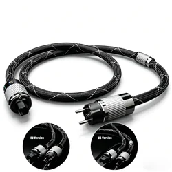 HiFi Power Cable EU US Schuko Fever Audio Cable OCC Rhodium Carbon Fiber EU/US C15 Plug