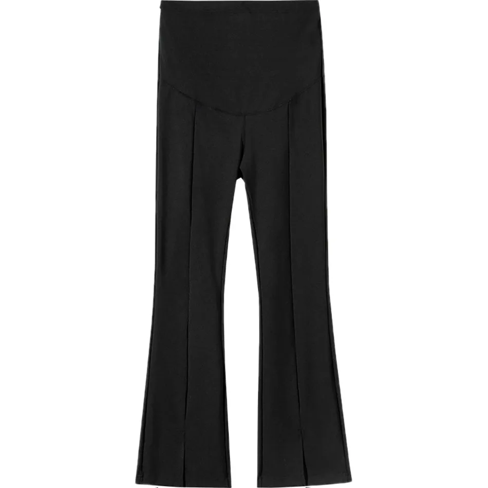 

Maternity Clothings Spring And Autumn Style High Waisted Pants With Belly Support Solid Color High Elasticity Flared Pants