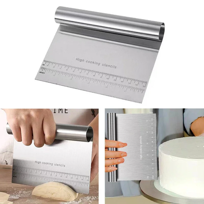 15/22cm Stainless Steel Dough Pastry Scraper Pizza Cutter Chopper with Measuring Scale Baking Bread Separator Scale Knife