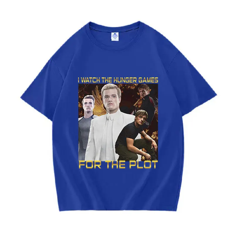 I Watch The Hunger Games for The Plot Peeta Mellark T Shirt Josh Hutcherson Graphic Clothing T-shirt Men\'s Cotton Oversized Tees