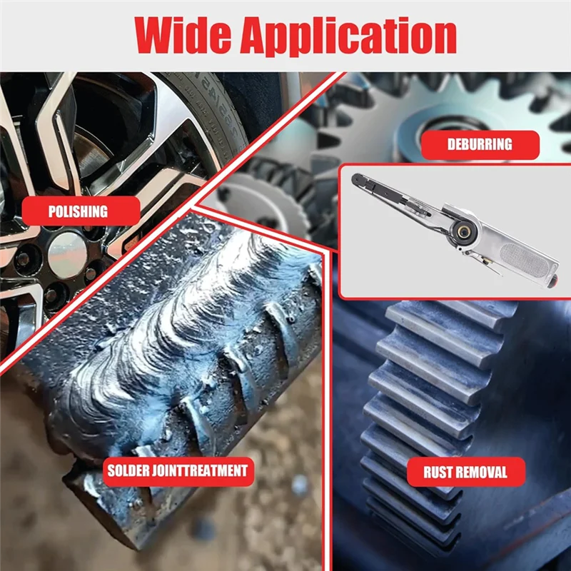 Szlifierka taśmowa pneumatyczna A79I z taśmą szlifierską 3/8 x 13 cali (grubość ziarnienia 60, 80, 120) do obróbki metalu i drewna.