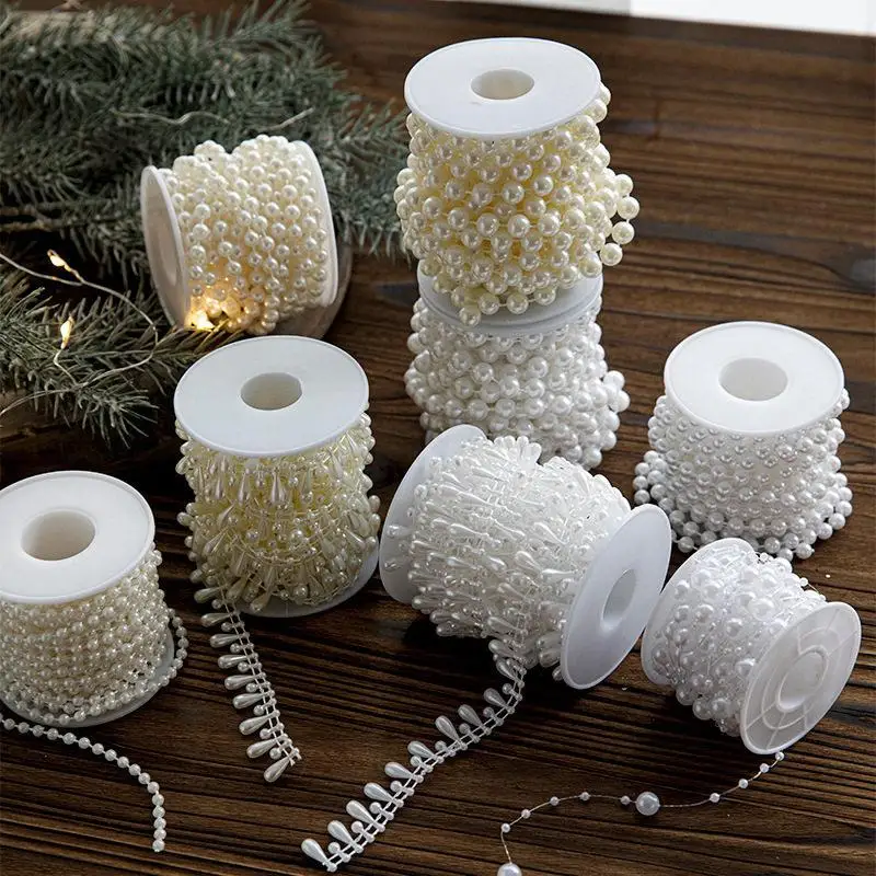 新しいパールストリングビーズチェーンクリスマスツリー飾りdiyハンギングオーナメント結婚式のお祝いシーンアレンジメントデコレーション