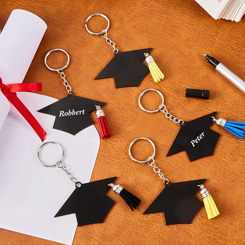 24Pcs Graduation Cap Charm Keychain Pendants Tassels Keychain Favor Class Of 2023 Graduation Gifts
