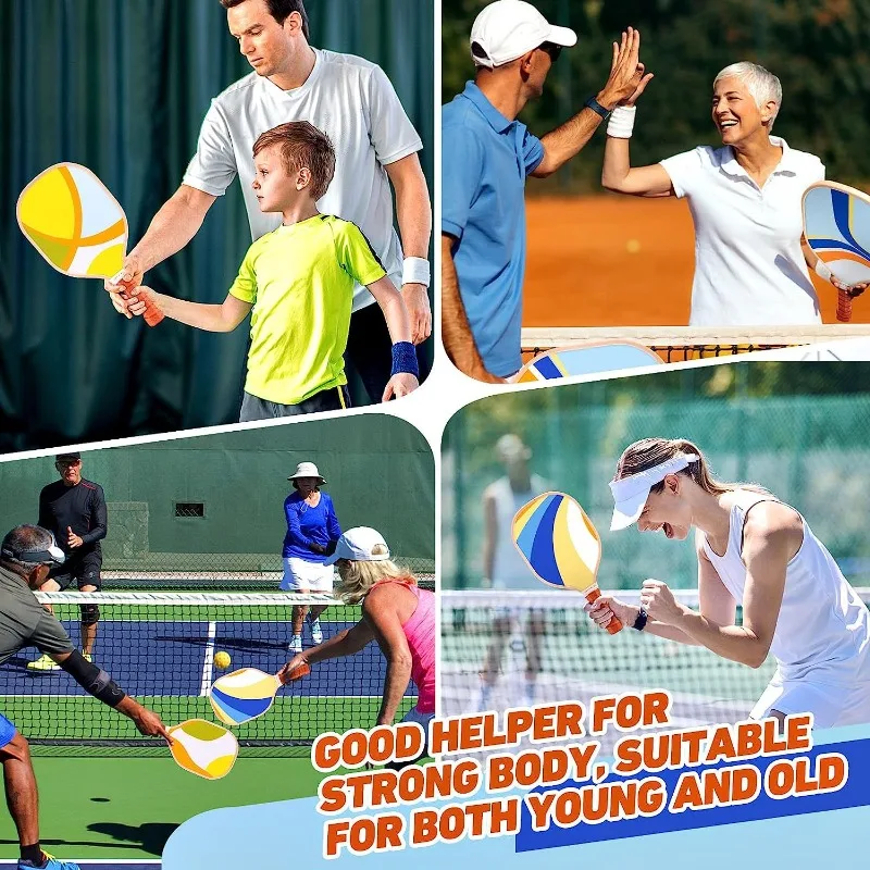 المجاذيف الخشبية Pickleball مقبض مضلع عدم الانزلاق مضرب كرة المخلل الملونة المبتدئين معدات تدريب كرة المخلل الطفل