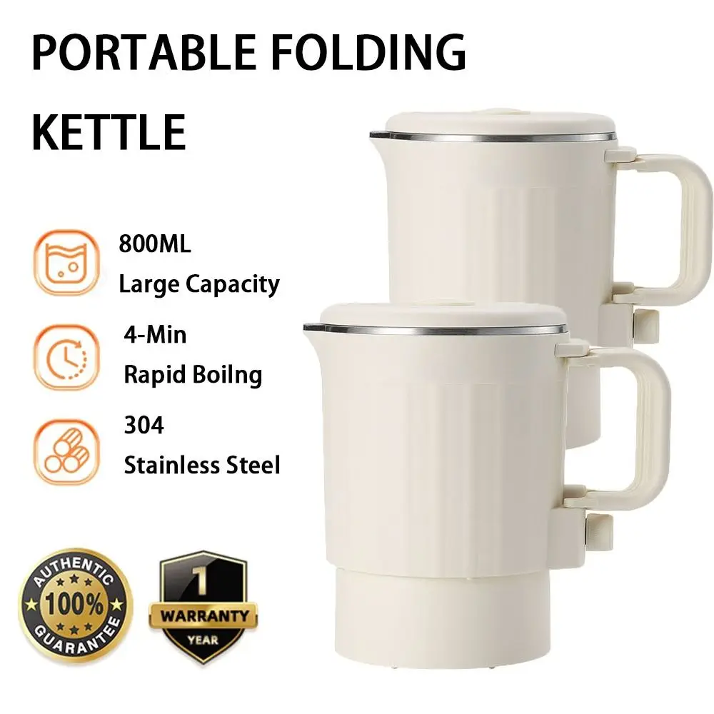 

Portable 800ML Electric Kettle Foldable 2-in-1 Rice Cooker 304 Stainless Steel Heater Kettle