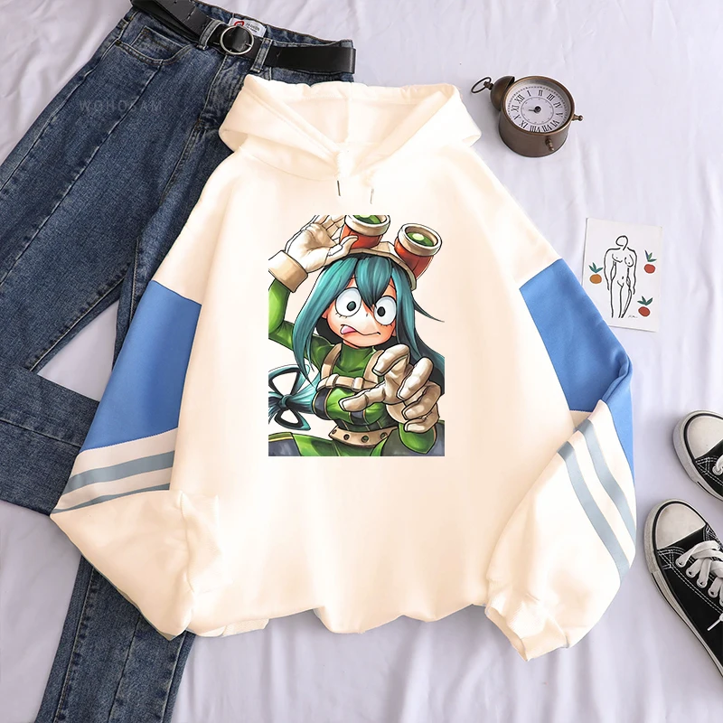 My Hero Academia Cool Asui Tsuyu Anime Hoodies Women Green Manga Cartoon Streetwear Long Sleeve Casual Oversized Man Sweatshirts