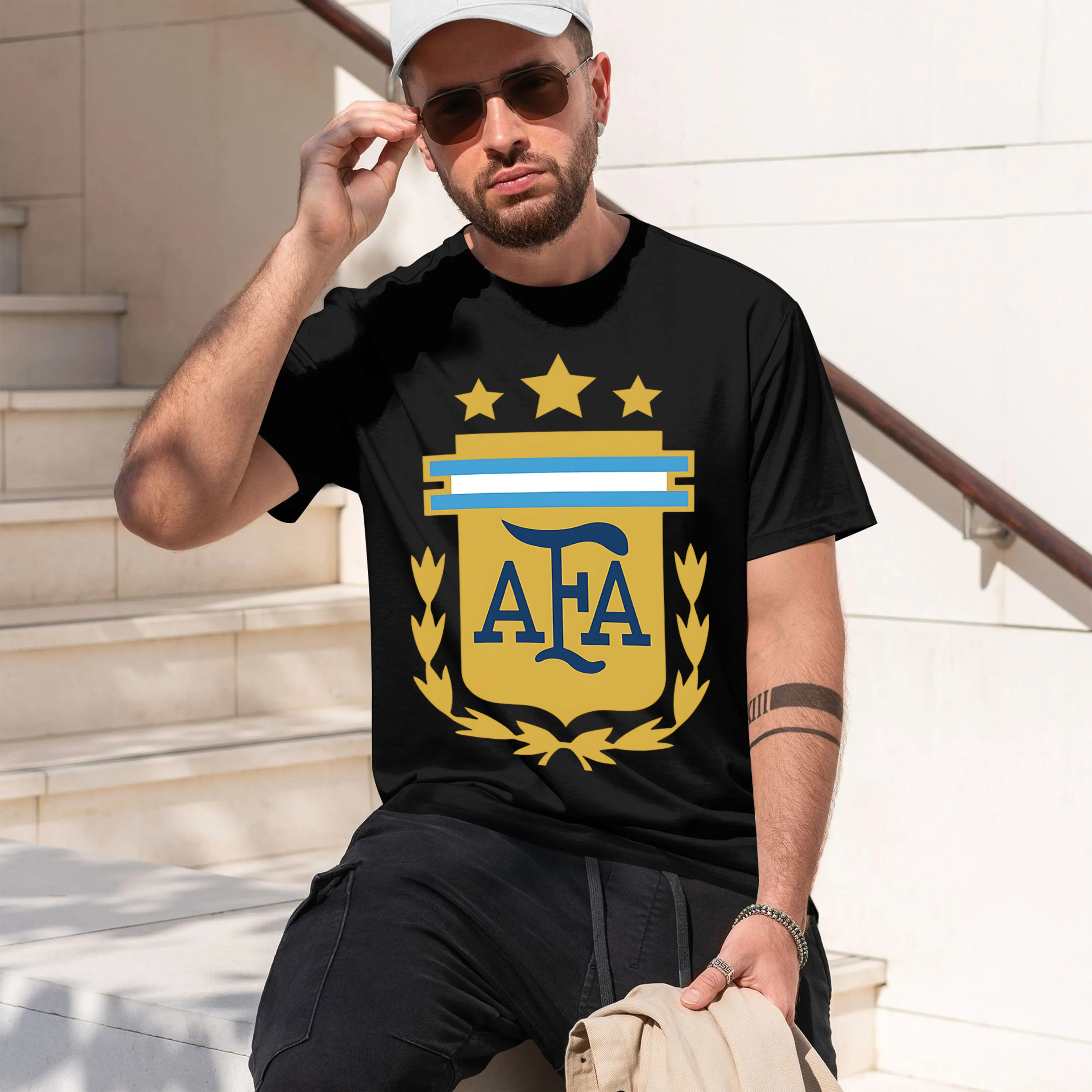 Camiseta de manga corta con cuello redondo para hombre, modelo nuevo 2026, con logo vintage de Sanitarios Falls, de la AFA ARGENTINA FOOTBALL 3 S, estilo clásico.