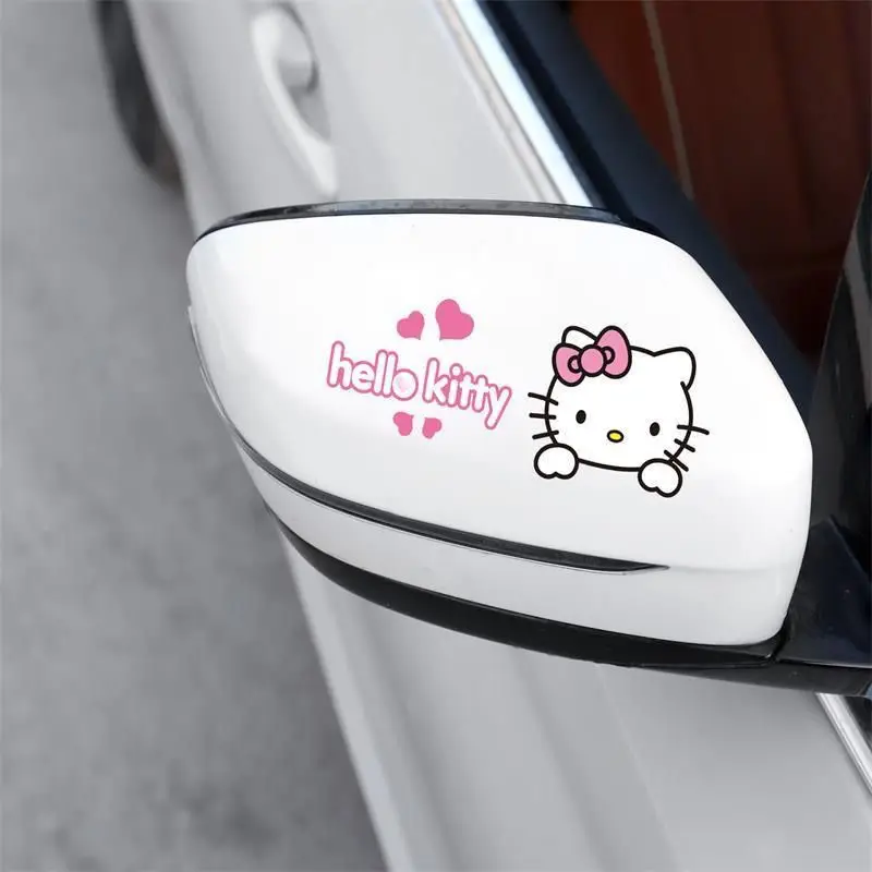 Kawaii Car Sticker Rearview Mirror Reversing Mirror Scratch Cover Sticker Cartoon Hello Kitty Car Sticker Accessories Gift