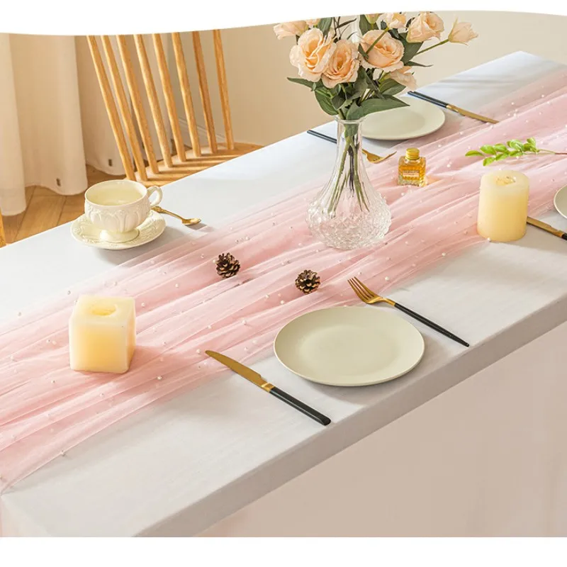 Chemin De Table Automne Lot De 3 Chemins En Étamine Et Gaze Pour Table Romantique - Décoration Pour Fête Prénatale, Prénuptiale, Anniversaire (Bleu Poussiéreux, 90 X 300 Cm Cheminee De Table Interieur