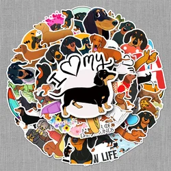 10/30/50PCS Dachshund Cartoon Personality Creative Graffiti Sticker Desk Guitar Computer RefrigeratorWaterproof StickerWholesale