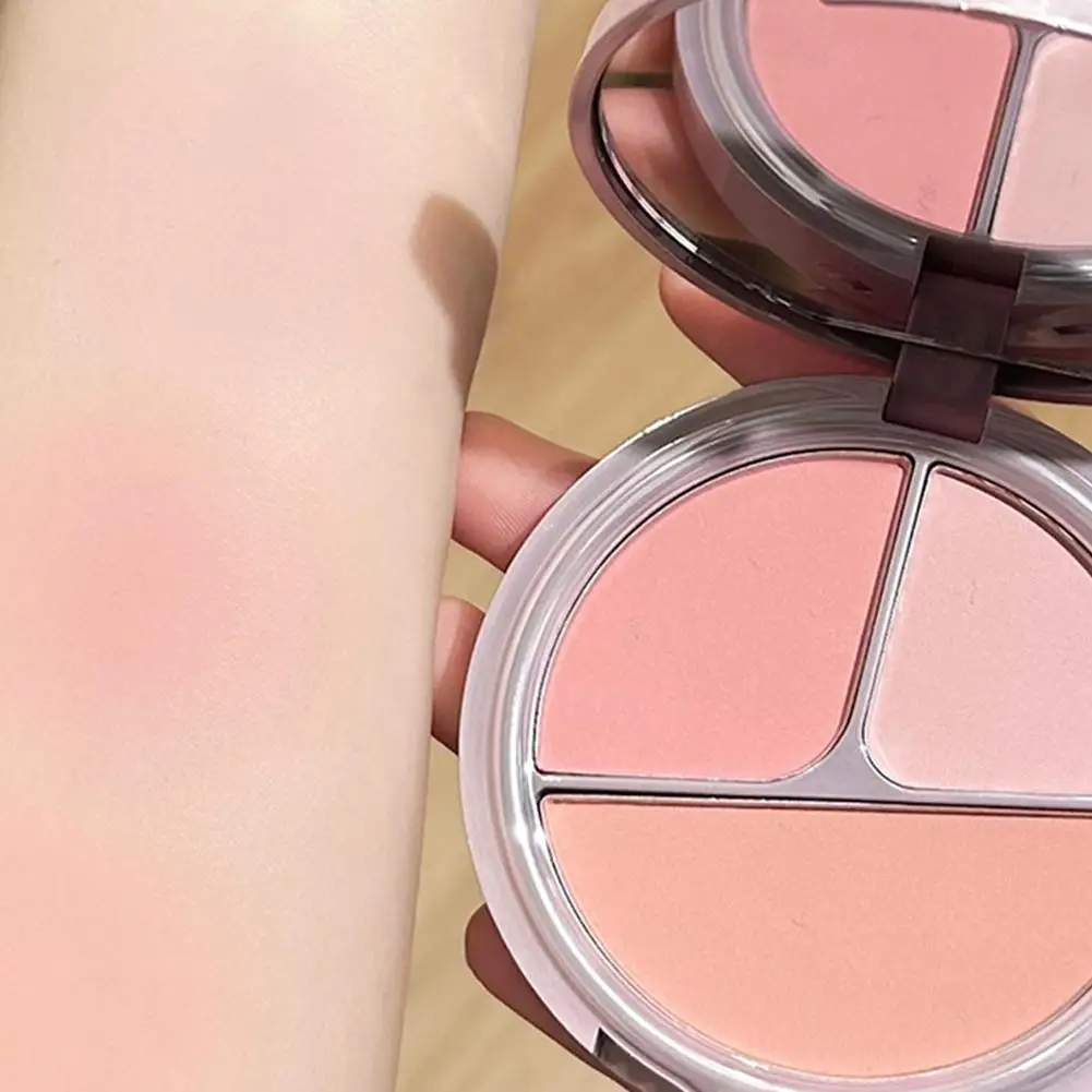 3-color Matte Blush Palette For Contouring, Highlighting Women Multi-purpose Makeup,natural Long-lasting, High Pigment