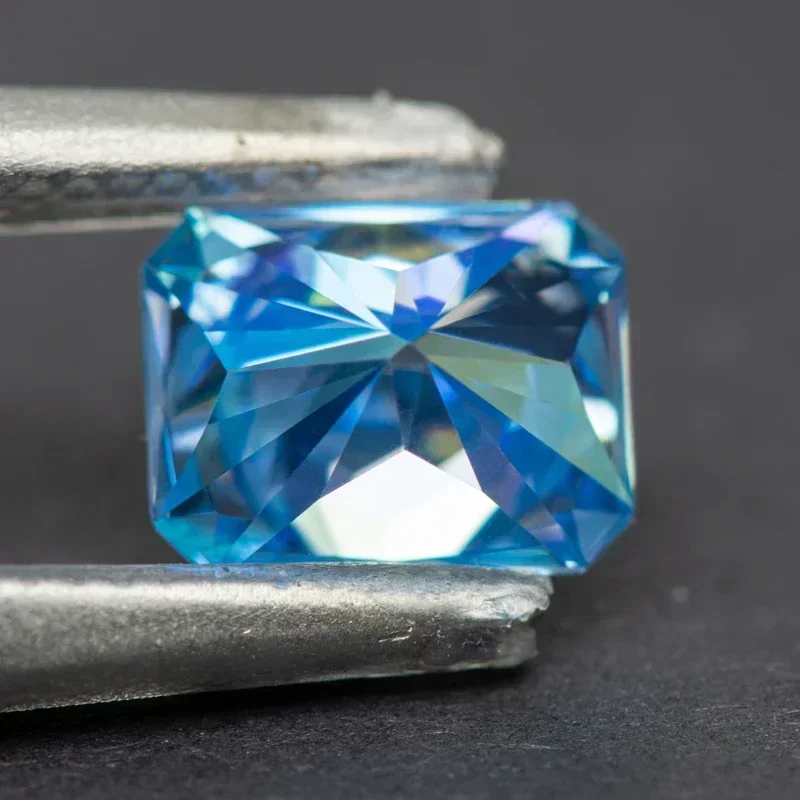 Piedra moissanita de corte radiante, Color azul hielo VVS1 con certificado GRA para dijes de piedras preciosas, cuentas para fabricación de joyas