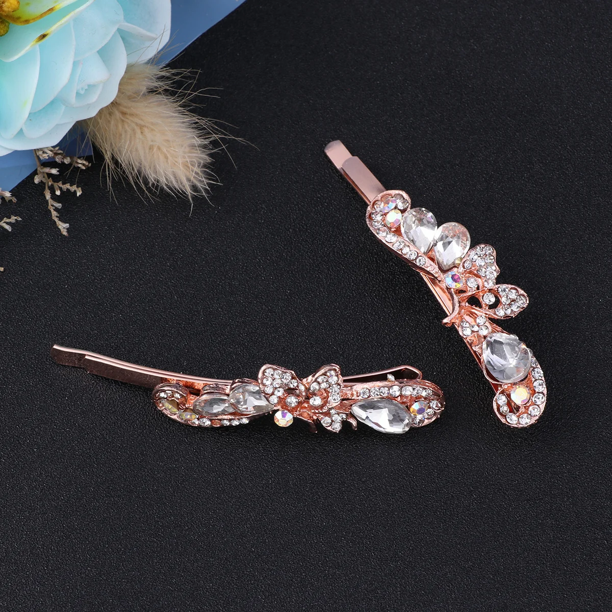 

2pcs Butterfly Hair Clips Crystal Alloy Hairpins Elegant Hair Accessories Wedding Party Styling White Hairpins Set