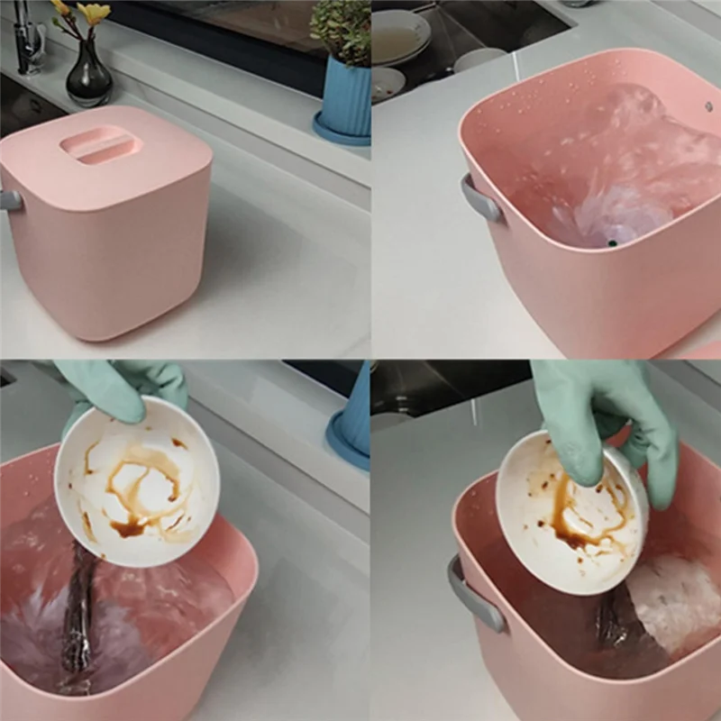 

Portable Mini Washing Machine Barrel Dishwasher For Socks Underwear Wash Dishes For Travel Home Pink