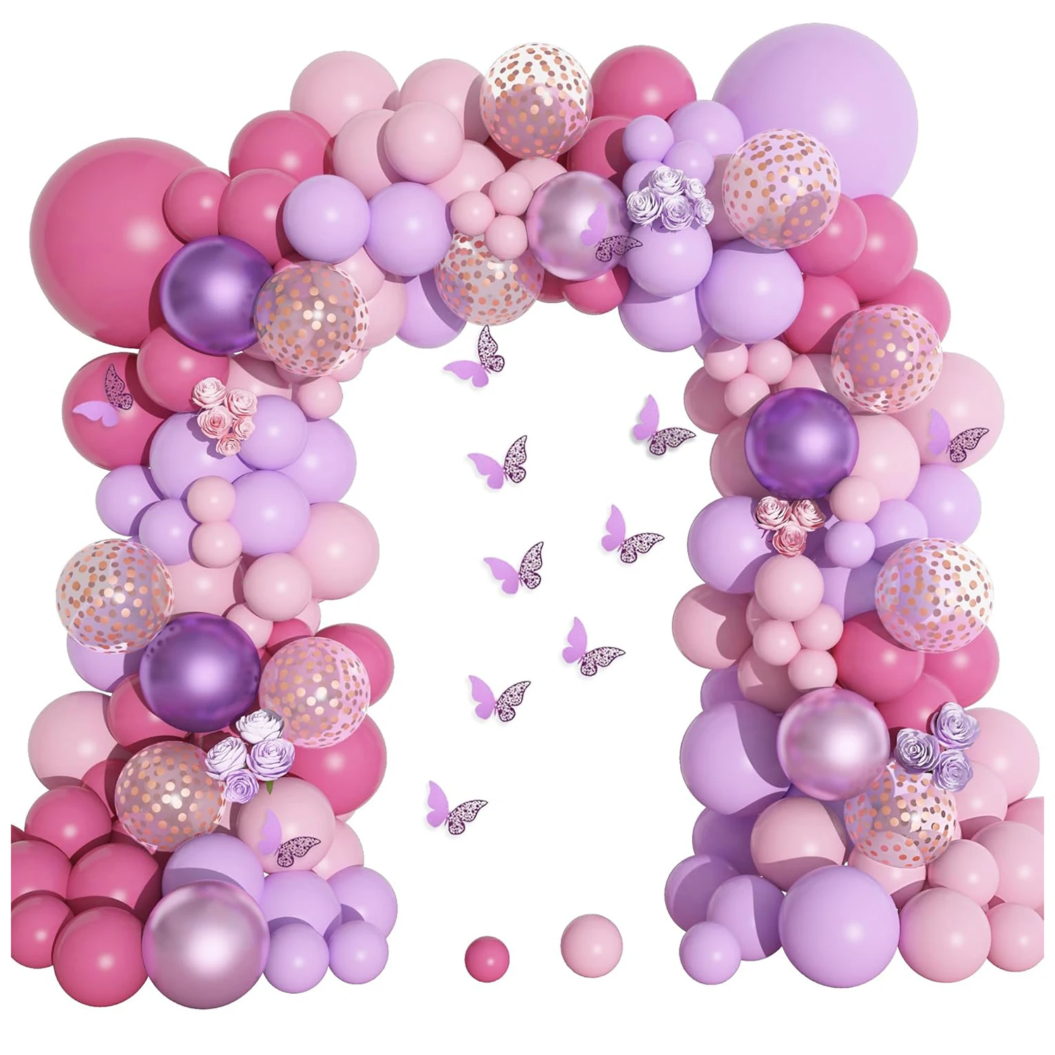159-teiliges rosa und lila Latex-Ballon-Set, geeignet für Geburtstagsfeiern, Hochzeiten, Valentinstag-Party-Dekoration