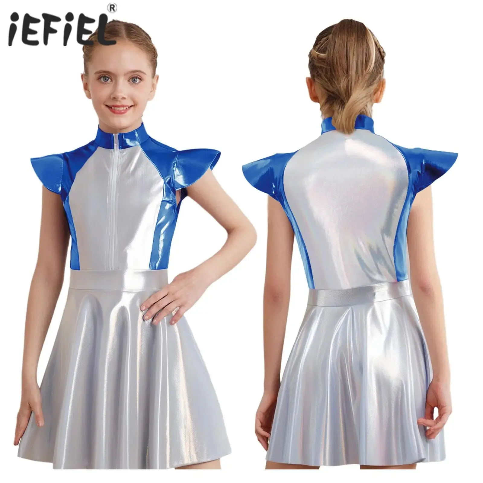 

Детский костюм инопланетянина для девочек на Хэллоуин, косплей-платье с короткими рукавами и высокой талией, трапециевидный дизайн для карнавальной вечеринки