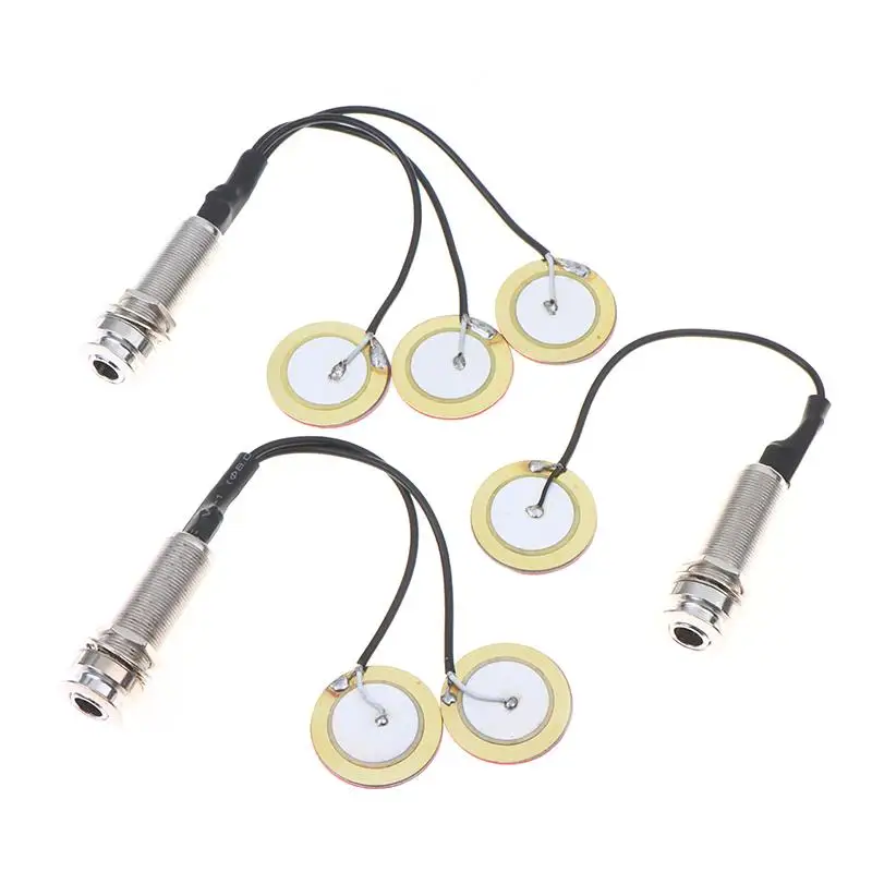 Piezo Contact Microphone Pickup Transducer Self Adhesive Disc Contact Pickup With Audio Jack For Guitar Ukulele Instrument