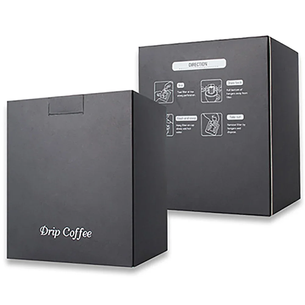 20pcs Nice Quality Lock Bottom Folding White/black Cardboard Paper Drip Coffee Packaging Box