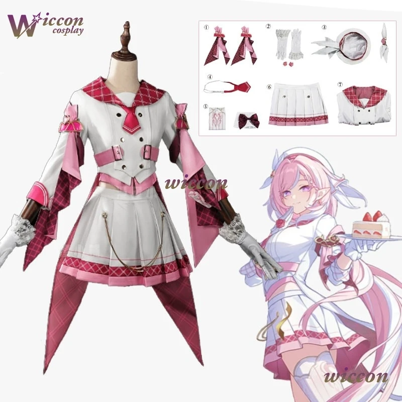

Game Honkai Impact3 9th Anniversary Elysia Cosplay Costume Women Sweet Lolita JK Dress Accessories Wig Christmas Uniform