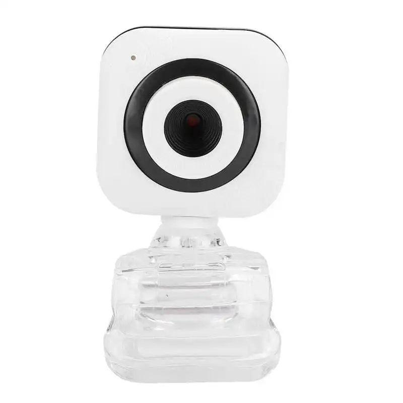 White Webcam 480P Computer Camera Webcam PC Accessory with Transparent Clip With Built-in Microphone For PC Computer