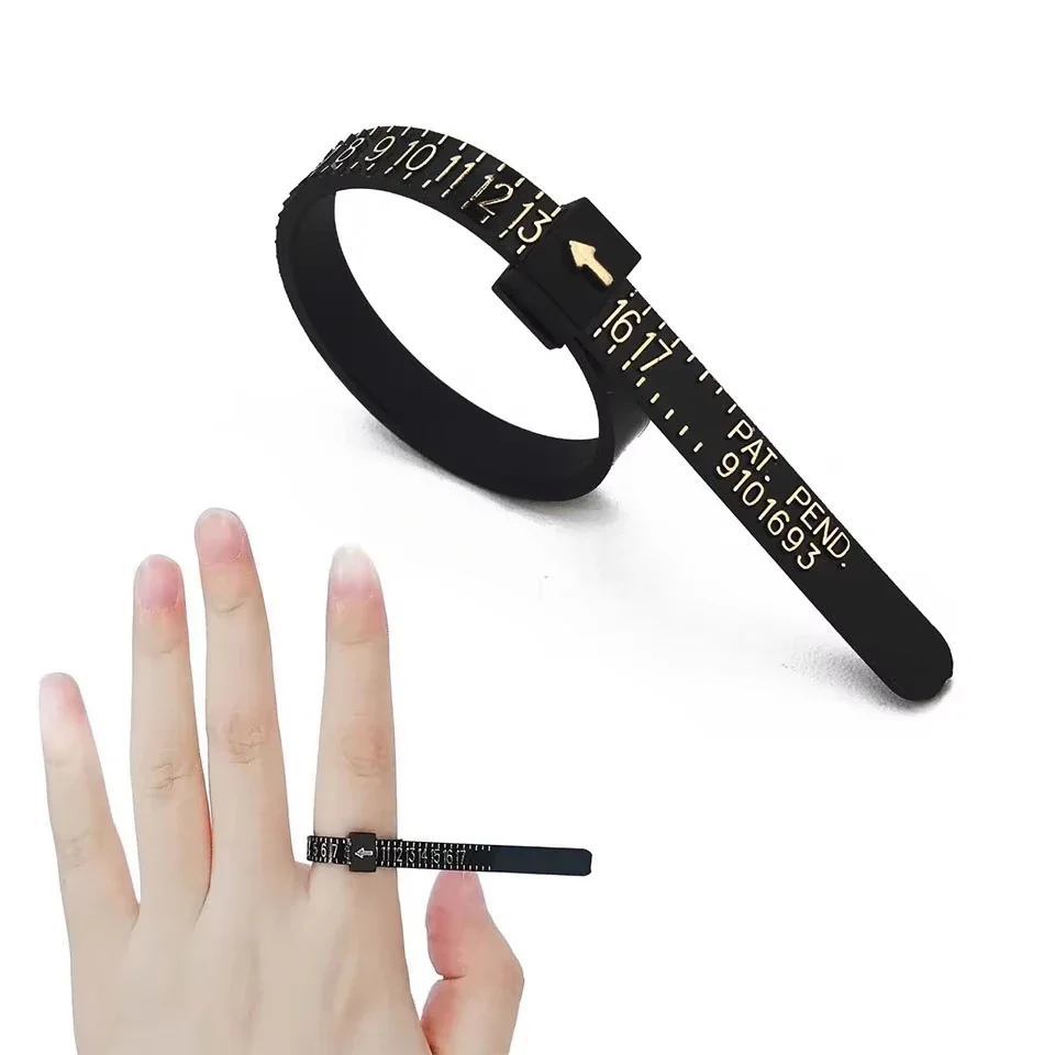UK/US/EU/HK/JP Reusable Ring Sizer Tape with Arrow Indicate, Finger Circumference Measuring Tool for Jewelry