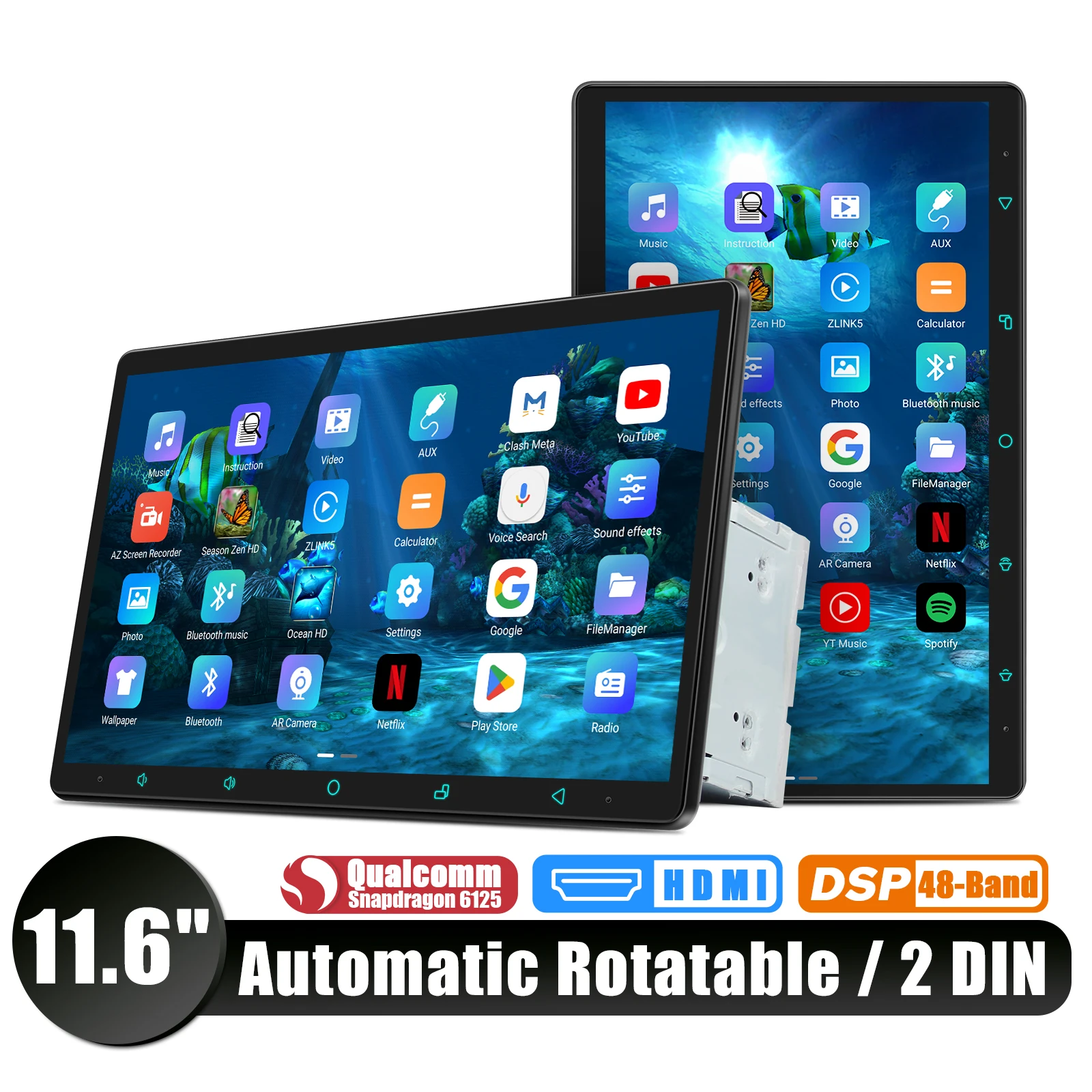 JOYING New UI 11.6 Inch 8G 128G 1920*1080 With Auto-Rotated Screen Android Car Radio GPS Navigation Double Din Head Unit