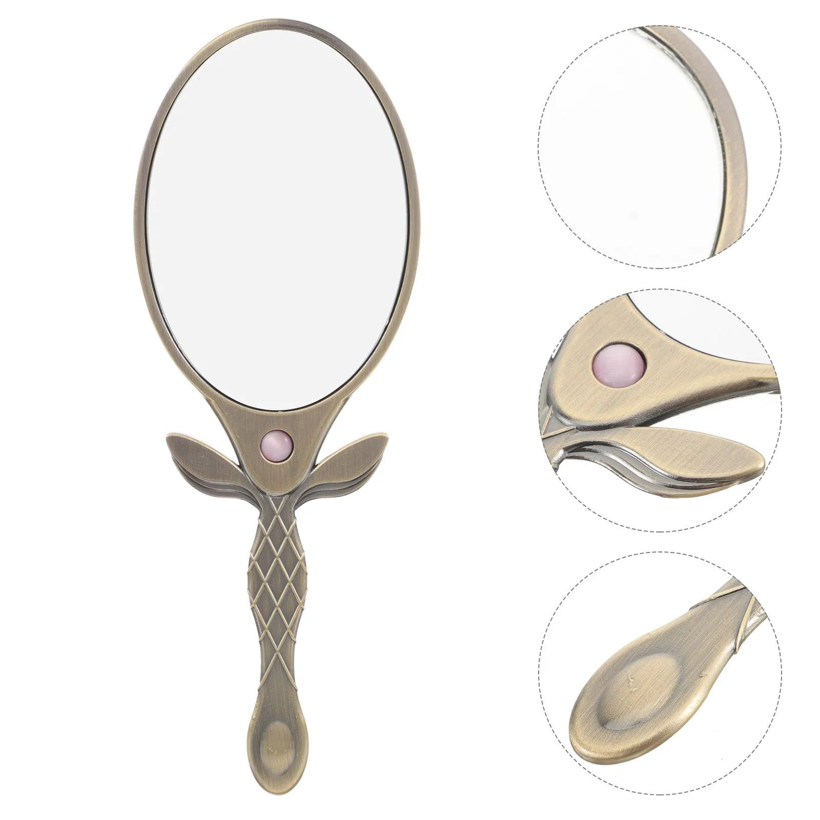 여성용 소형 휴대용 거울 손잡이가 있는 휴대용 메이크업 거울 빈티지 스타일 훌륭한 솜씨 인어 디자인 오래 지속됨