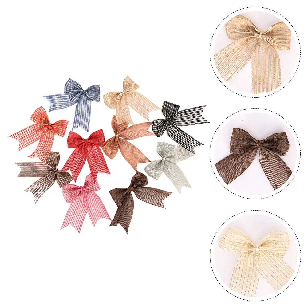 10 Pcs Wedding Decoration Bowknot 3 8cm Silk Linen Xmas Tree Ornament Mini Fish Shredded Bow DIY Party Gift