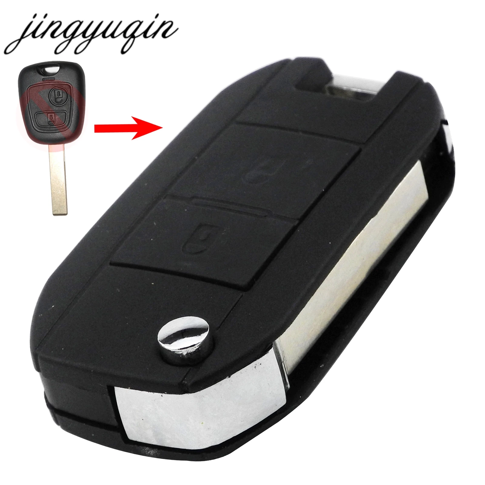 Jingyuqin VA2/HCA Auto Flip Chiave Pieghevole Borsette Per Peugeot 307 107 207 607 407 Modificato Chiave di Ingresso A Distanza Fob caso 2 Bottoni