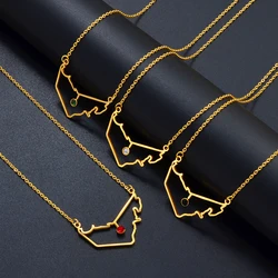 Anniyo UAE The United Arab Emirates Map Pendant Necklaces for Women Stainless Steel Material Jewelry #310821