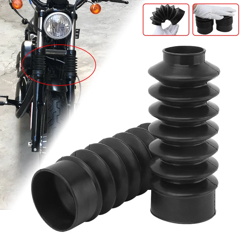 39mm Motorcycle Black Tube Hole Front Fork Guard Cover Protector Rubber Gaiter Shock Boots For Harley Dyna FXD Sportster XL