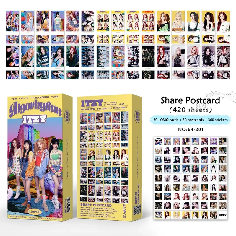 420Pcs/Set Kpop Idol ITZY  New Album Boxed Lomo Cards Photocards Yeji Ryujin Lia Yuna Stickers Postcards Fans Collection Gifts