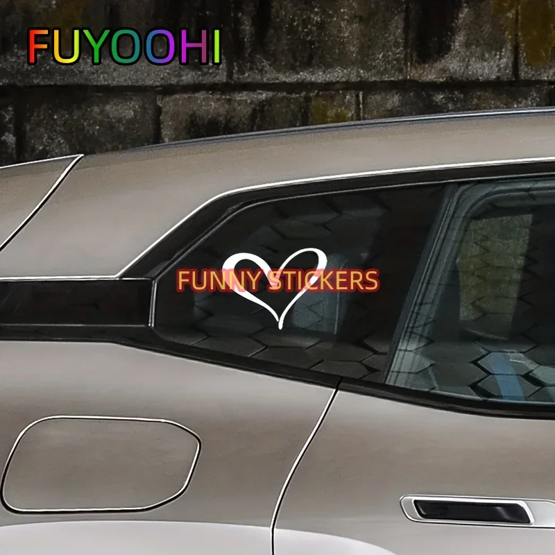 FUYOOHI Vinyl Car Stickers Heart Letters Water Proof Reflective Colorfast External Accessories Minimalist Style Decor Sticker