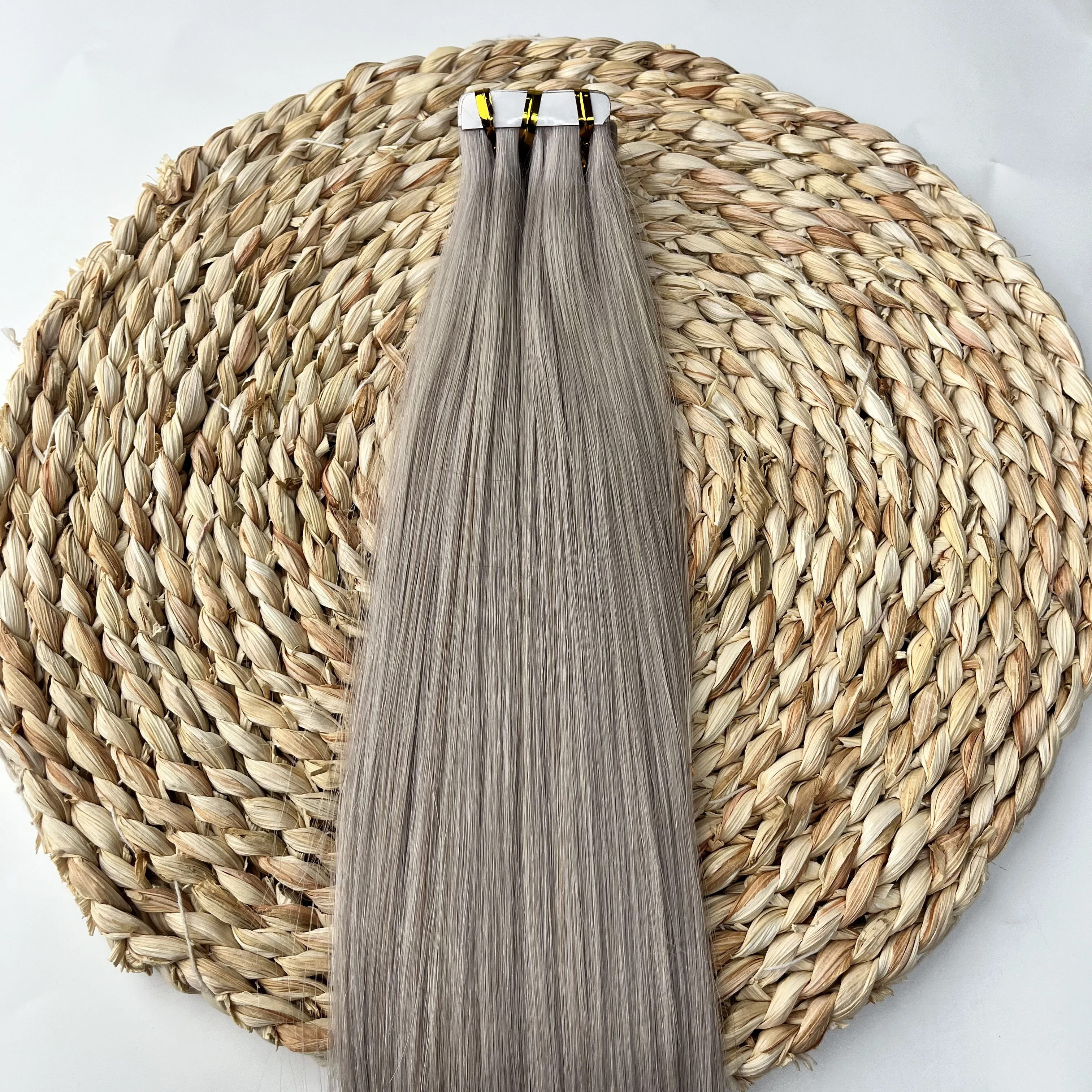 Human Tape In Hair Extensions Steil Menselijk Haar 40 stks/pak Europese Remy Straight Onzichtbare Tape-Ins Zelfklevende Hair Extensions