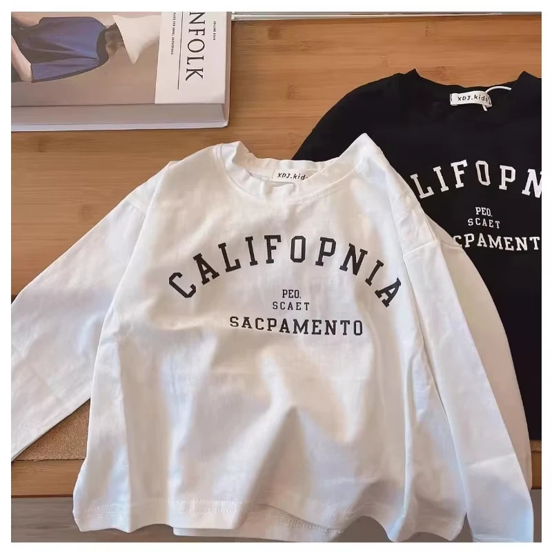 1 الأطفال تي شيرت 2025 الخريف طويلة الأكمام تي شيرت إلكتروني طباعة طاقم الرقبة المألوف العصرية تنوعا قاعدة طبقة أعلى