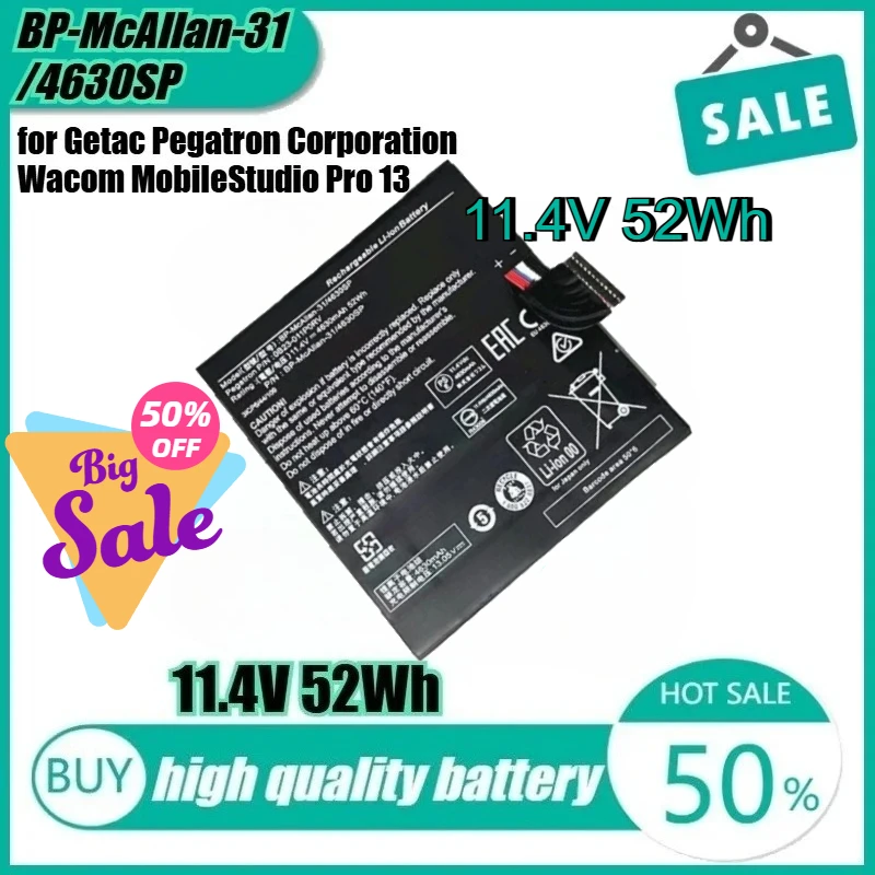 

Новый высококачественный аккумулятор для ноутбука BP-McAllan-31/4630SP, 11,4 В, 52 Втч для Getac Pegatron Corporation Wacom MobileStudio Pro 13
