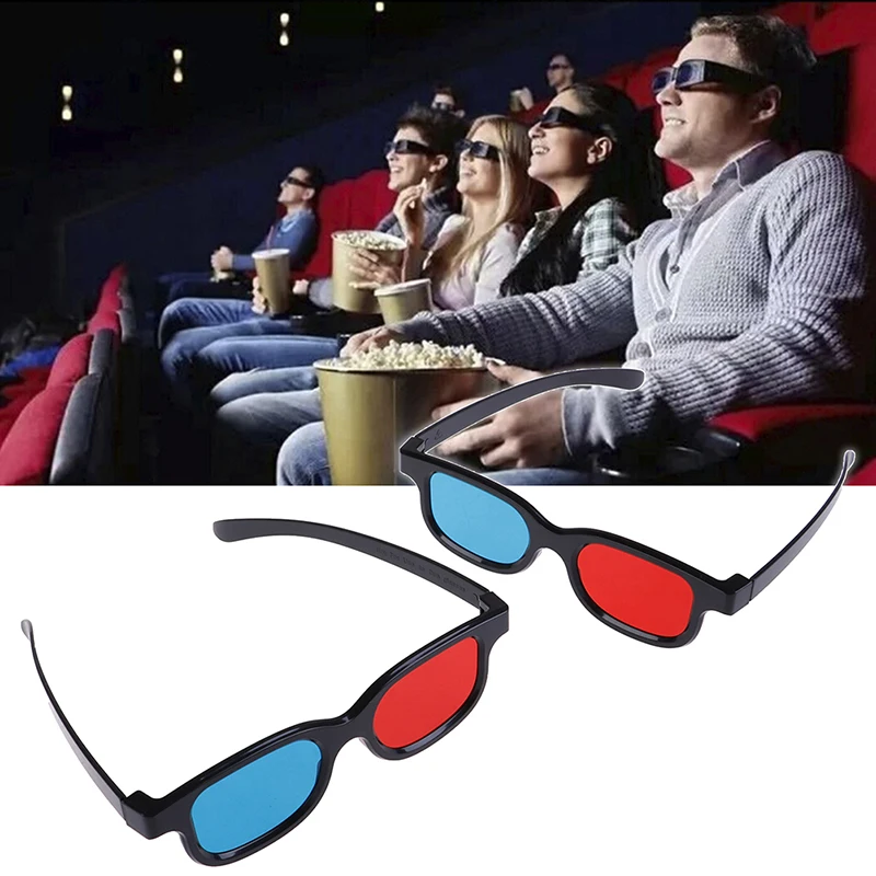 Black Frame Red Blue Universal 3D Glasses For Dimensional Anaglyph Movie Game DVD Black 3D Glasses