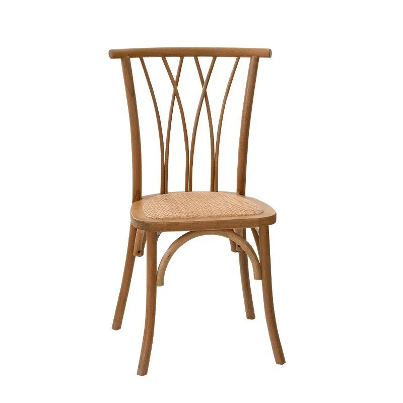 

Nordic simple solid wood dining table and chairs, wabi-sabi wind, medieval home backrest rattan chair