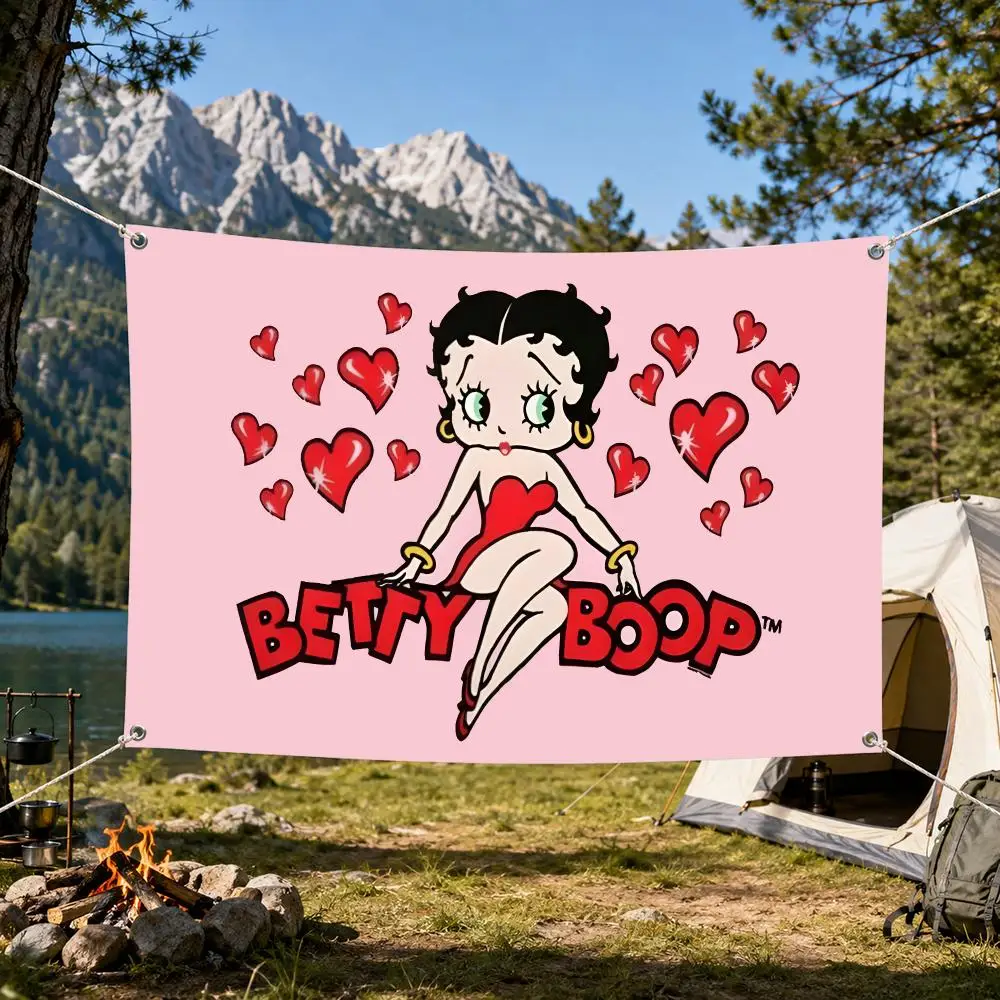 B-Betty-Cute-Boop Anime Flags Aesthetic Wall Tapestry Printed Wall Hanging Living Room Party Outdoor Decor