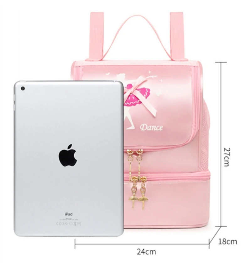 Personalized Embroidery Kids Dance BackBag for Girls Ballerina Pink Duffel for Ballet Class Crossbody Custom Name Ballet Handbag