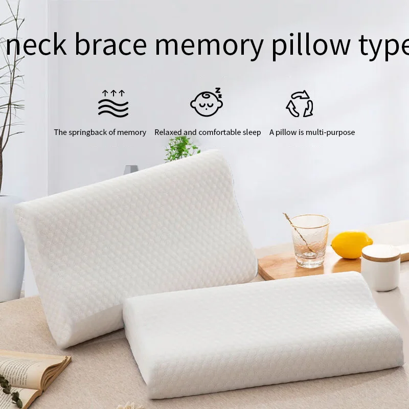 1pc Memory Foam Pillow, Knitted Fabric Polyurethane Slow Rebound Temperature Sensing Water Cube Pillow Core For Anti-snoring Nec