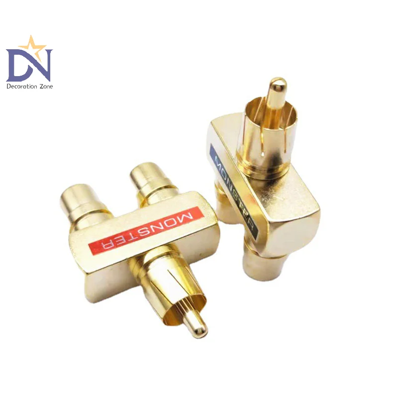 1Pair RCAxMale Plug To 2xRCA Female Sockets Connectors Excellent Audio Terminals