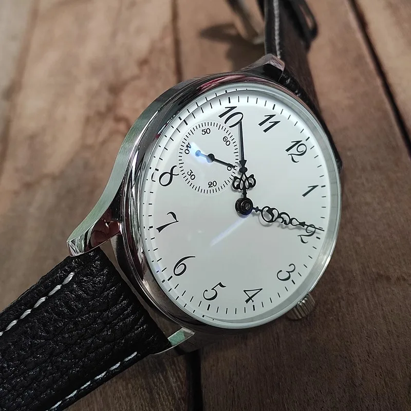 ساعة ميكانيكية يدوية للرجال 44 ملم شانغغو الأعمال النورس ST3600 الأدبية الرجعية تعديل مقياس الأزهار جلد طبيعي